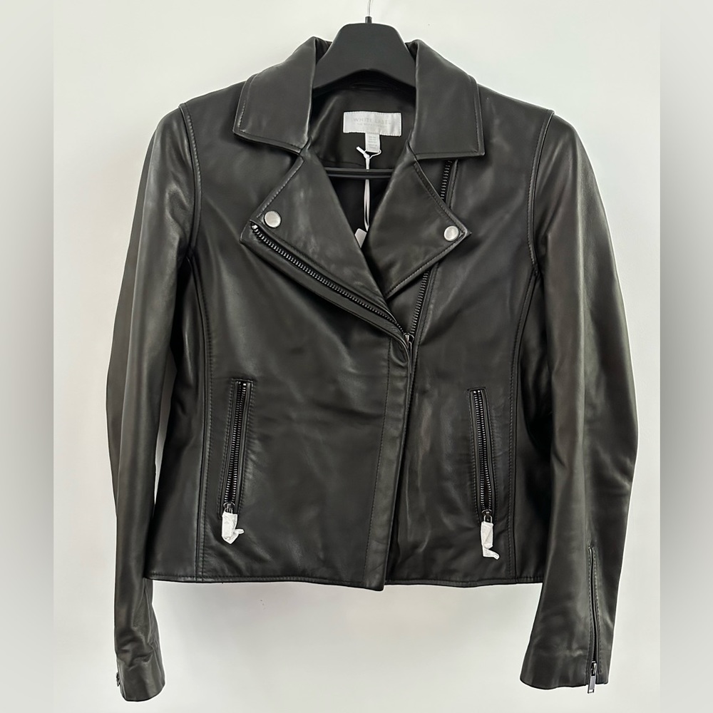 Iconic Black Leather Biker Jacket (US Size 10)